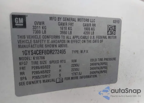 2013 Cadillac Escalade Premium из США, поврежденный, VIN 1GYS4CEF8DR272495